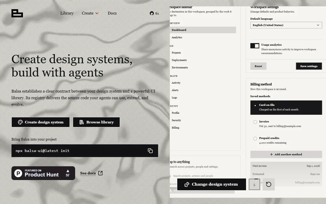 Balsa UI website screenshot