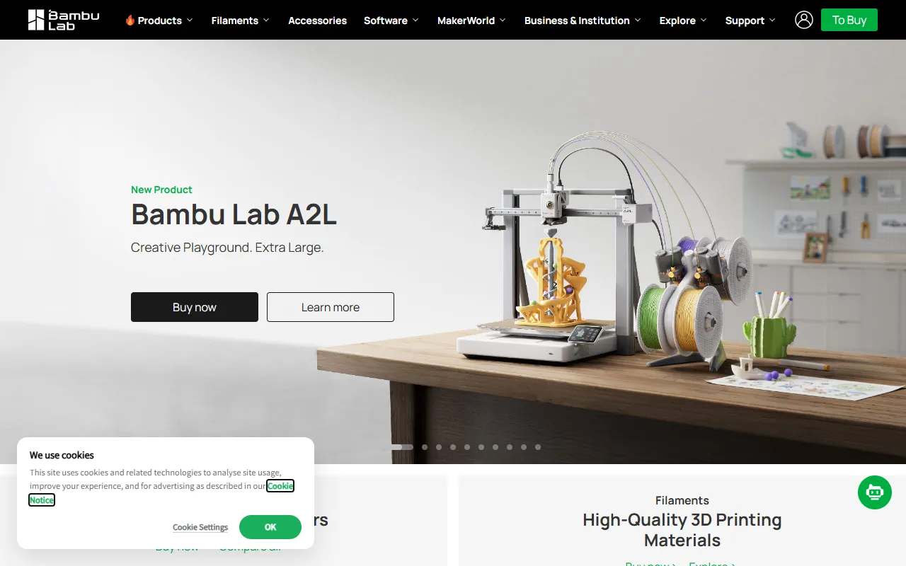 Bambu Lab R1 website screenshot