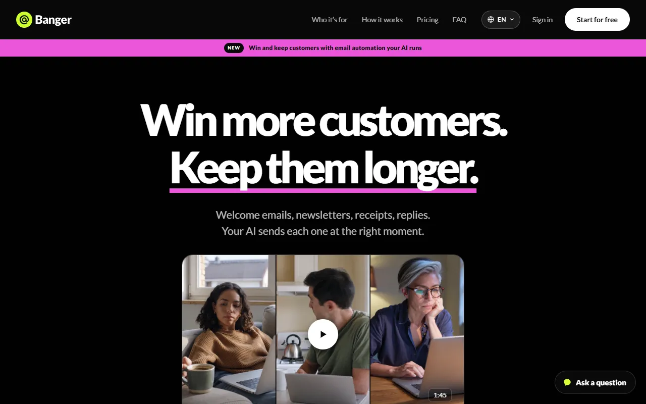 Banger Mail website screenshot