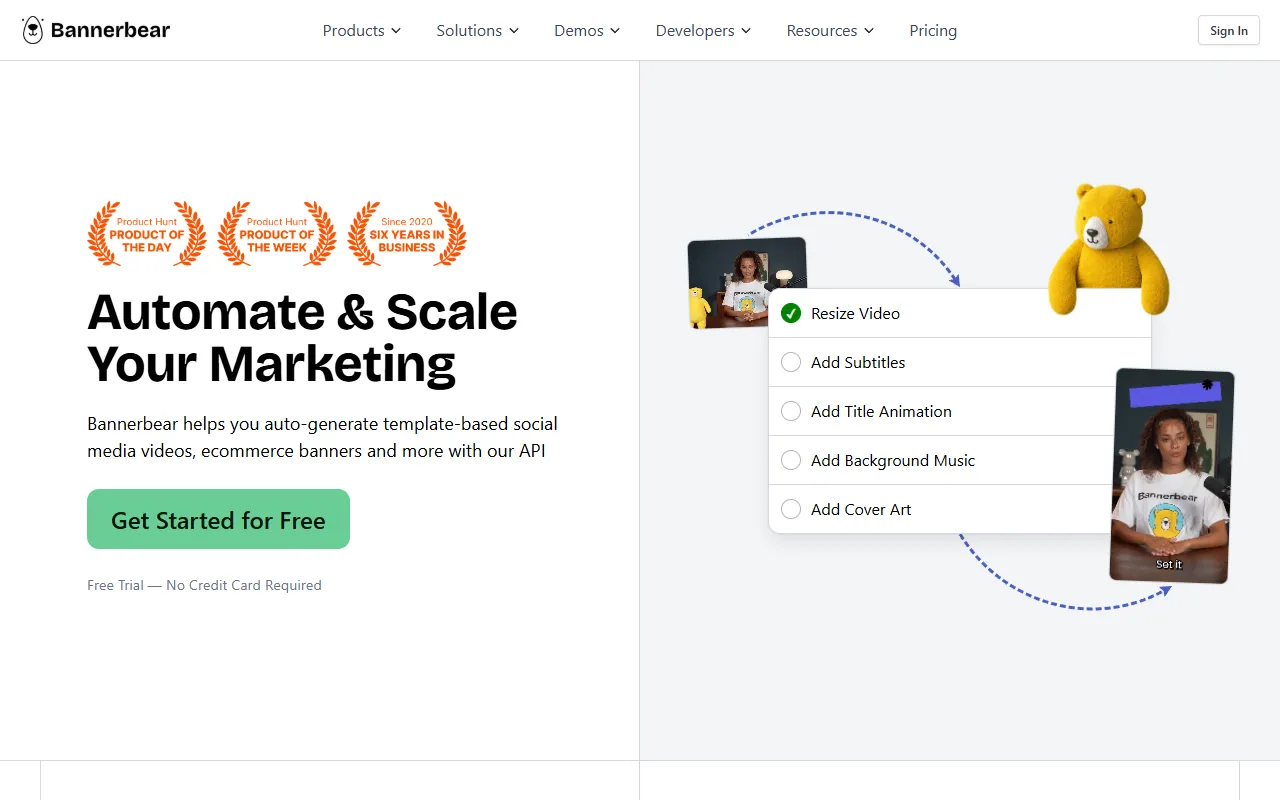 Bannerbear website screenshot