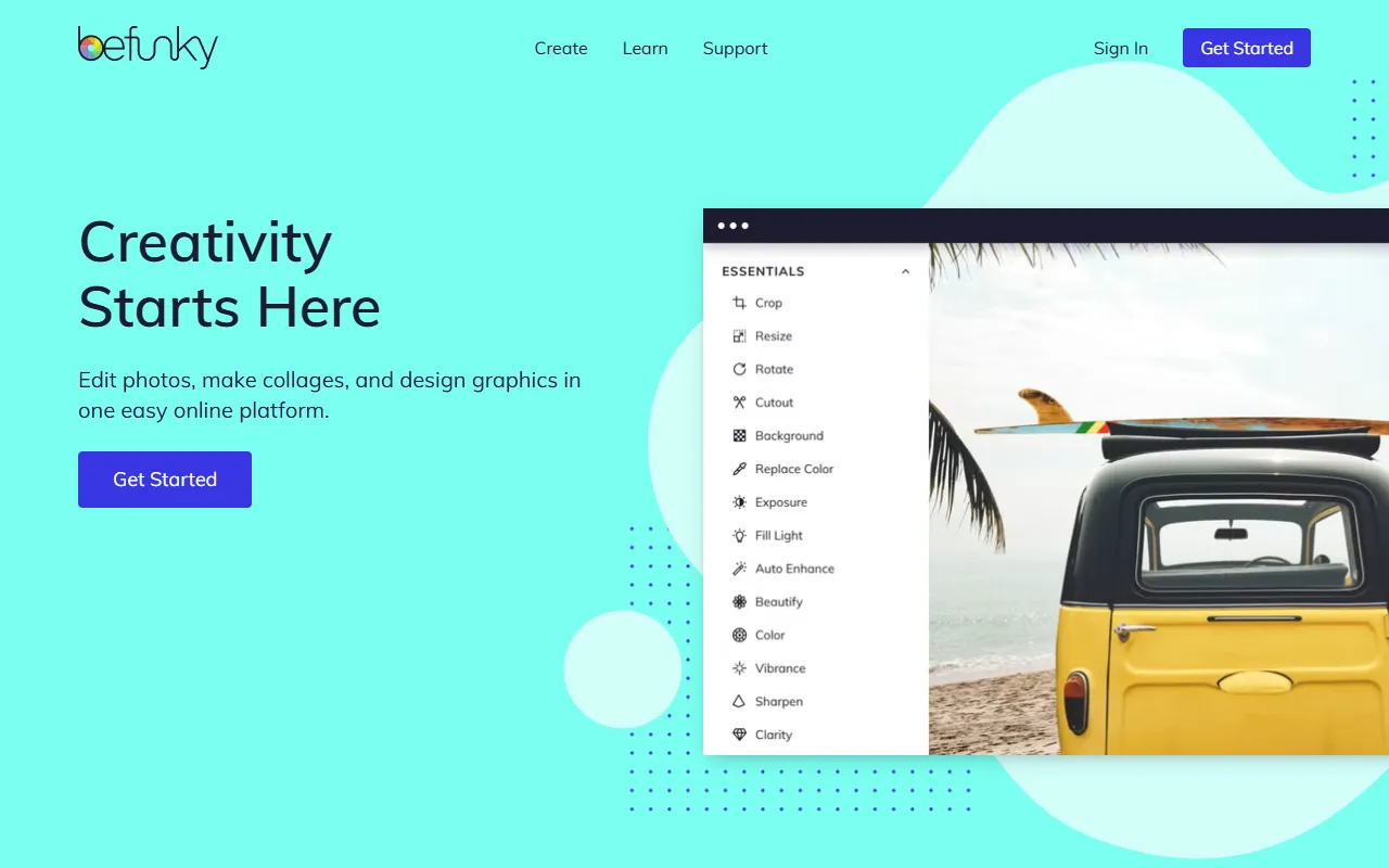 BeFunky website screenshot