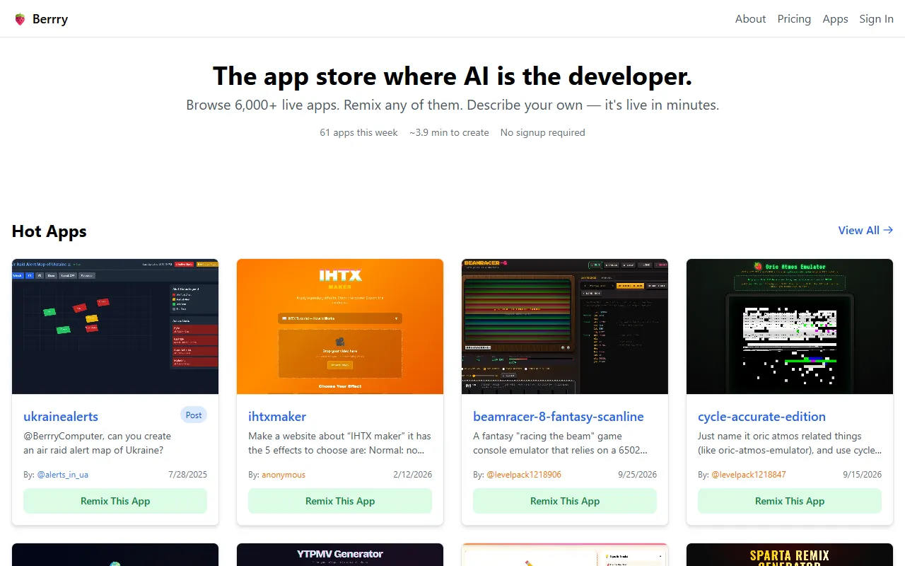 Berrry website screenshot