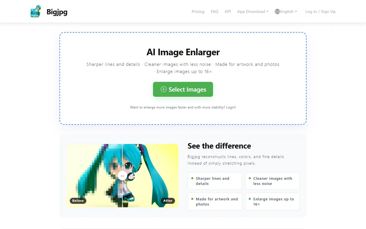 Bigjpg website screenshot