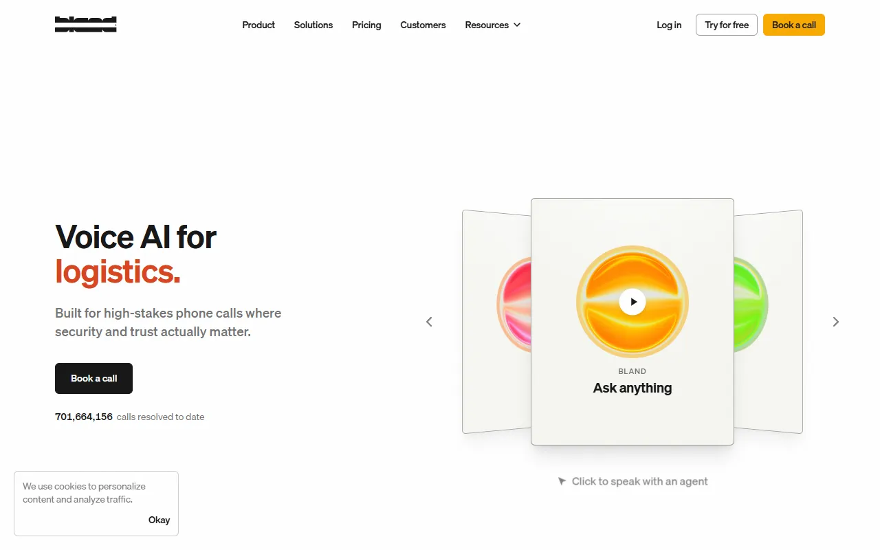Bland AI website screenshot