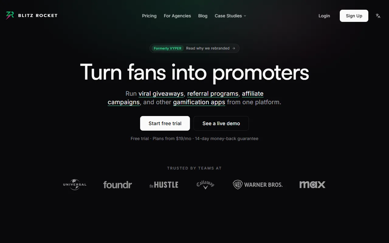 Blitz Rocket website screenshot