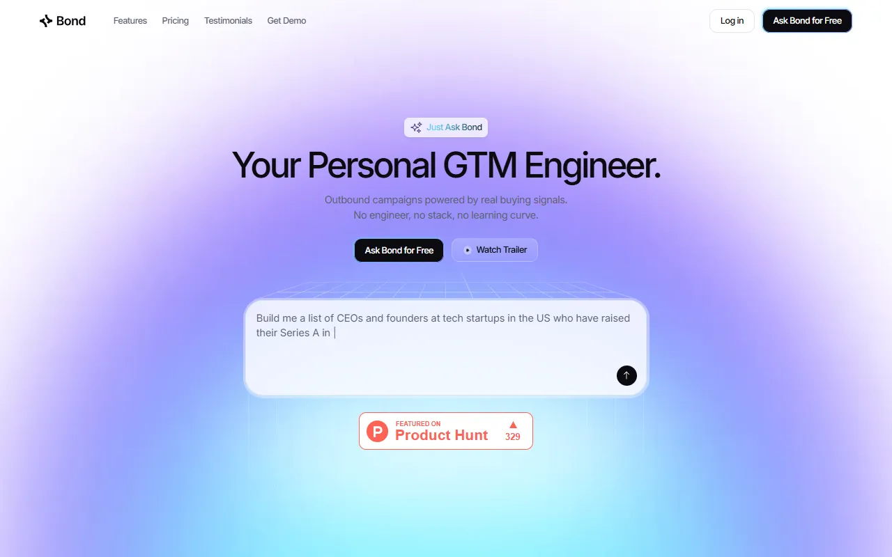 Bond website screenshot