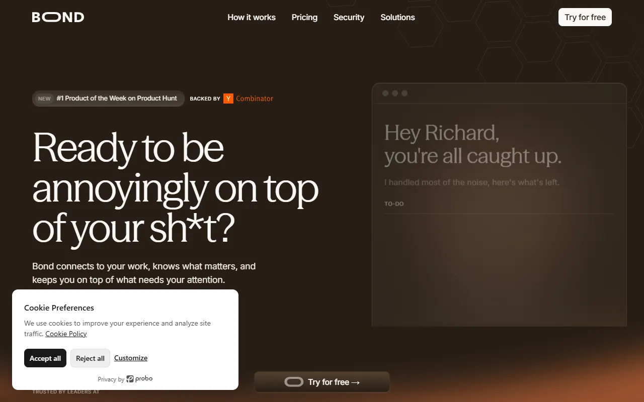 Bond website screenshot
