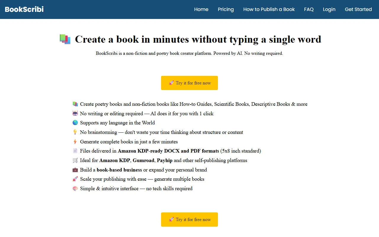 BookScribi website screenshot