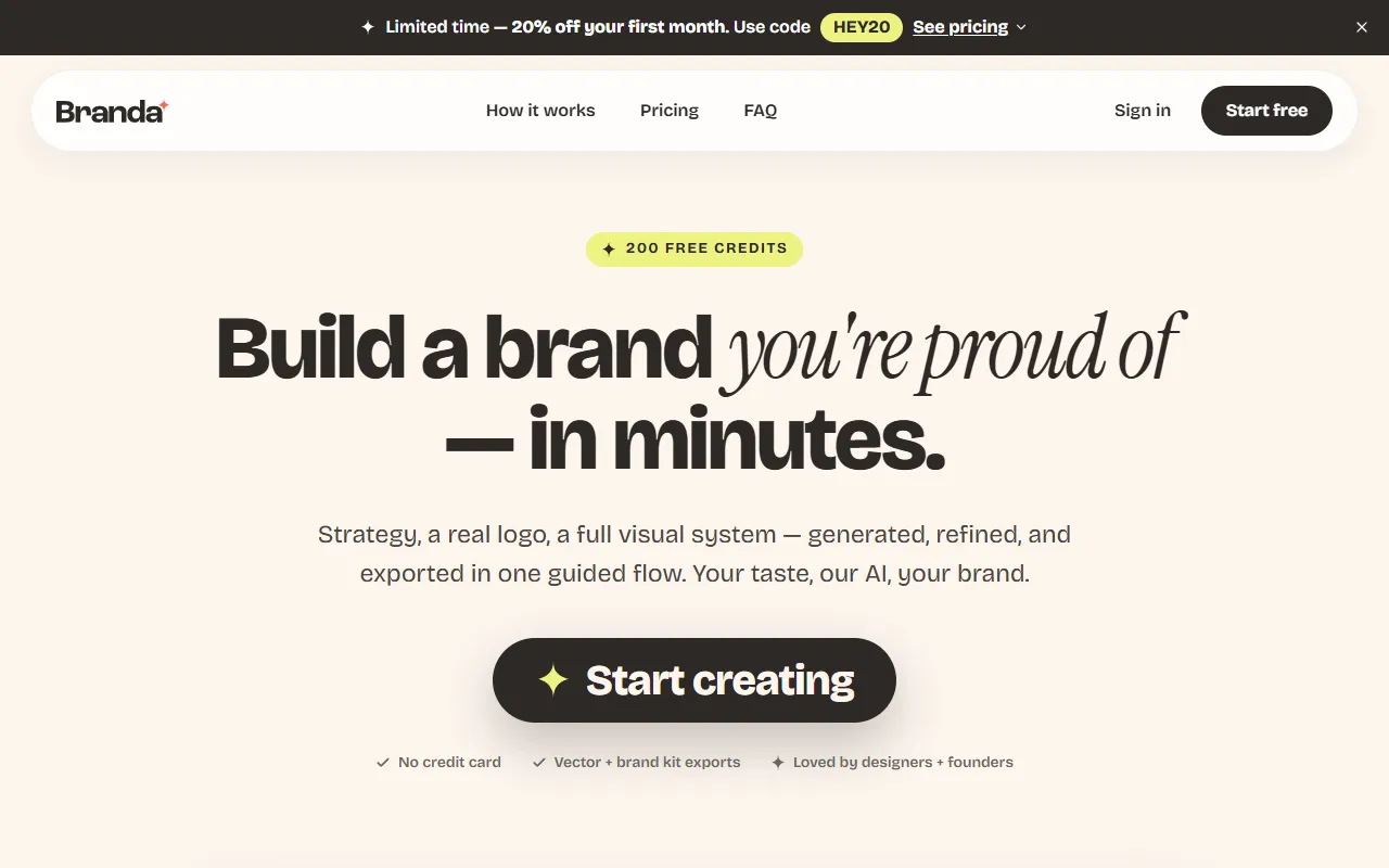 Branda website screenshot