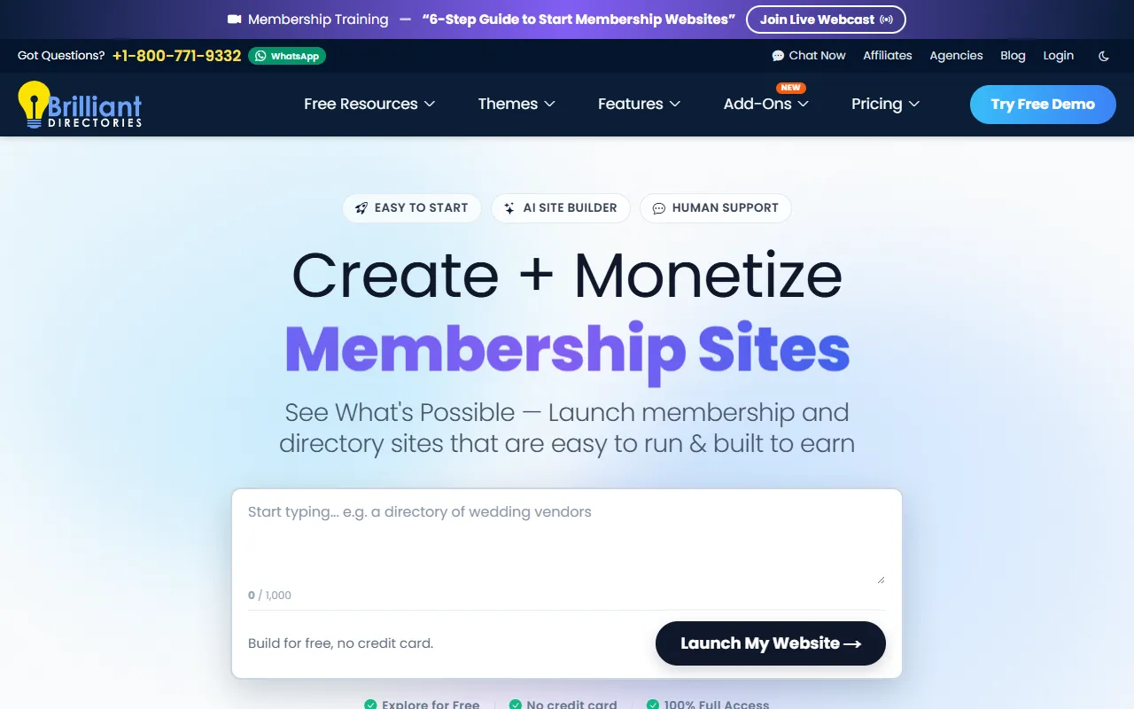 Brilliant Directories website screenshot
