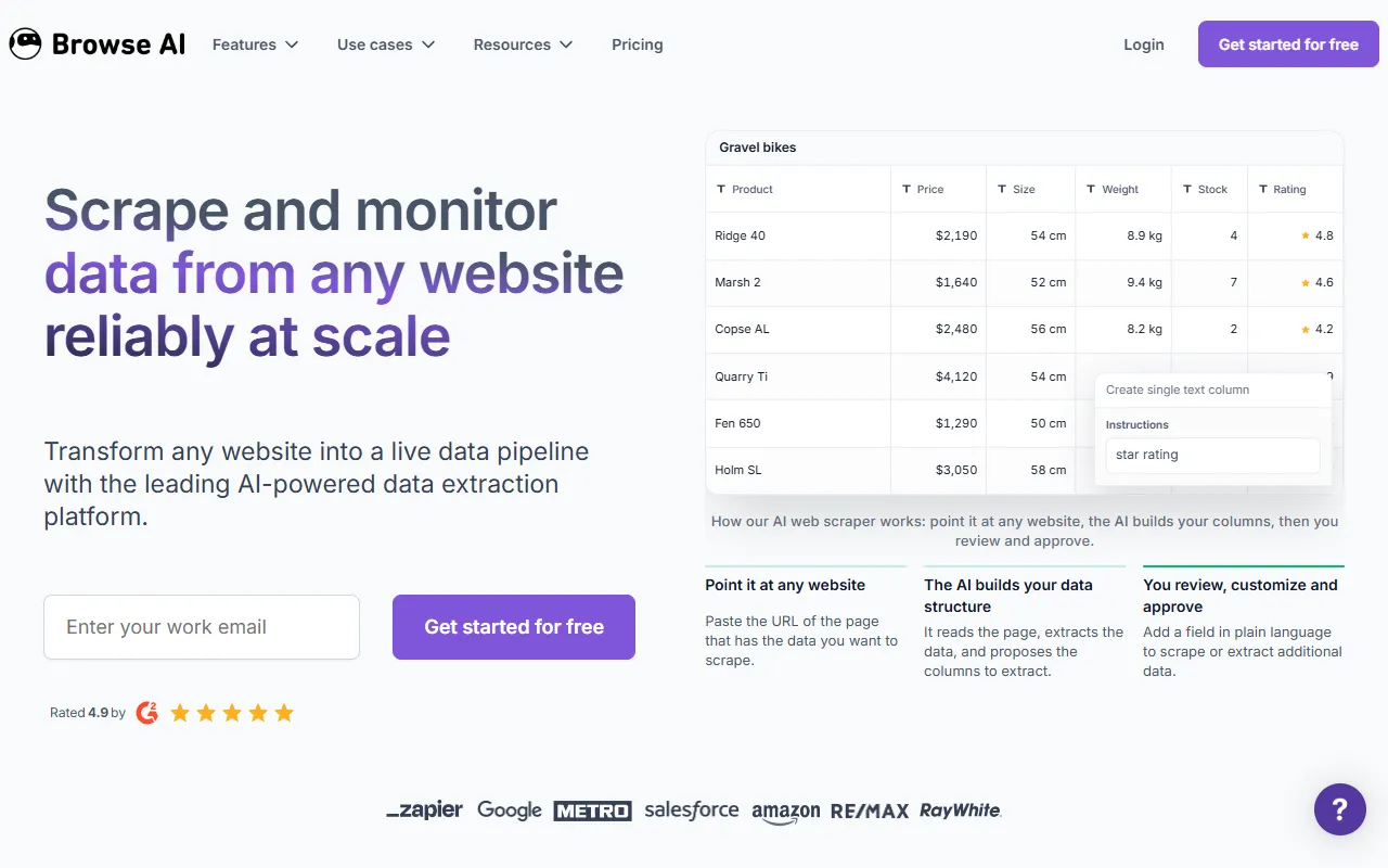 Browse AI website screenshot