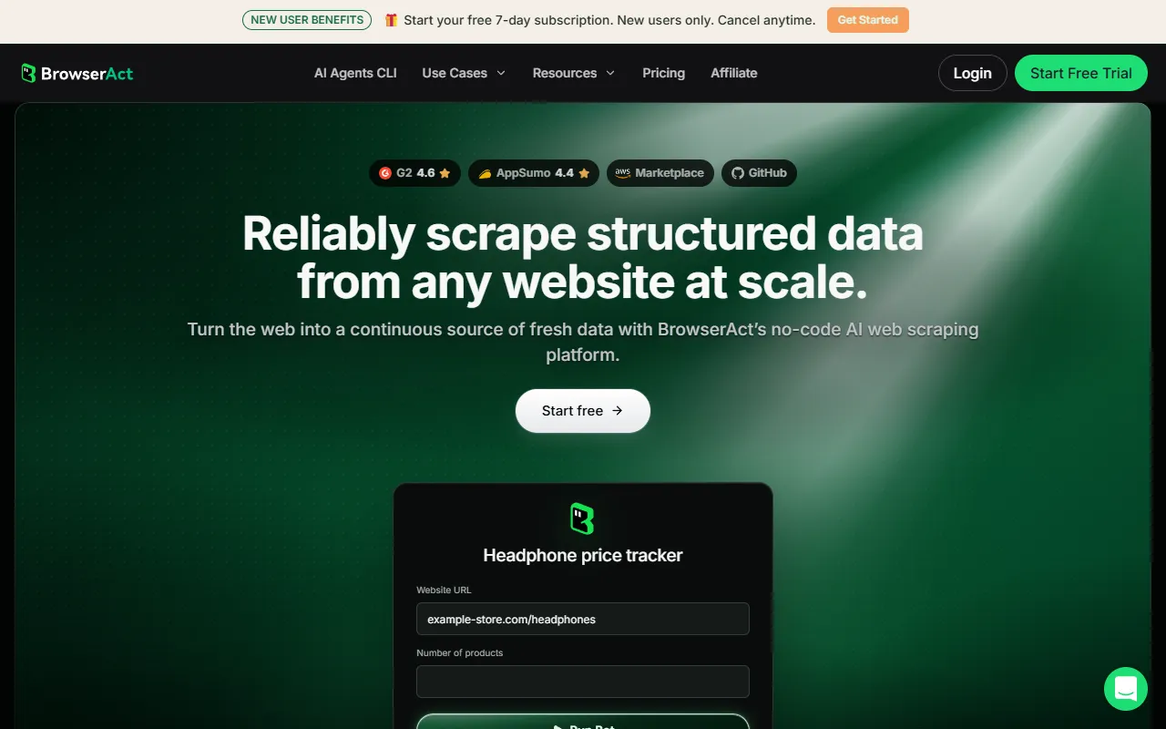 BrowserAct website screenshot