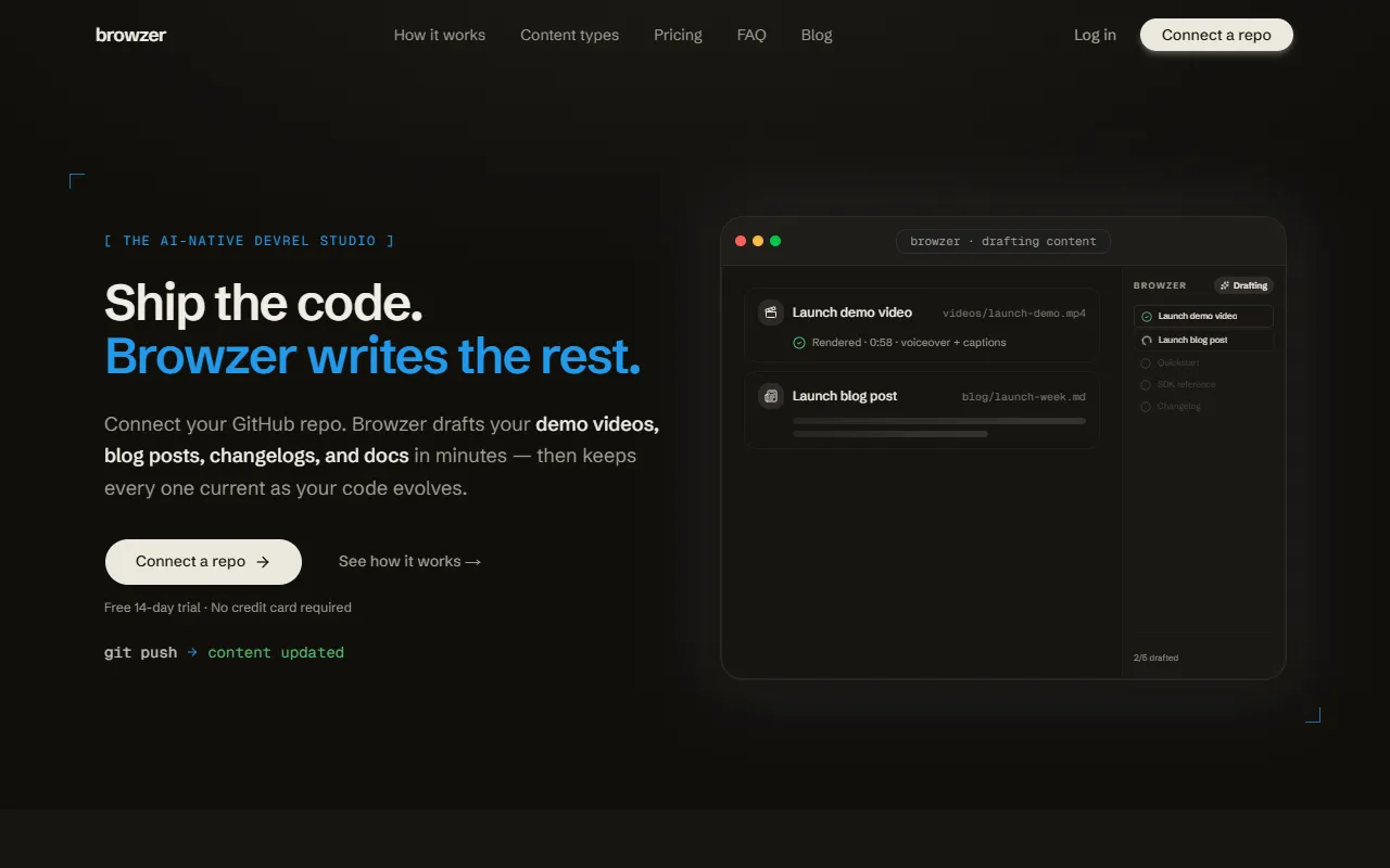 Browzer website screenshot