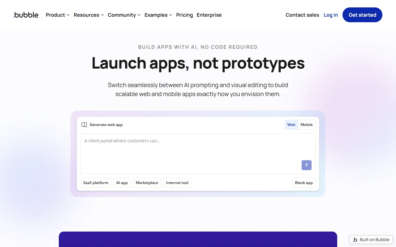Bubble AI website screenshot