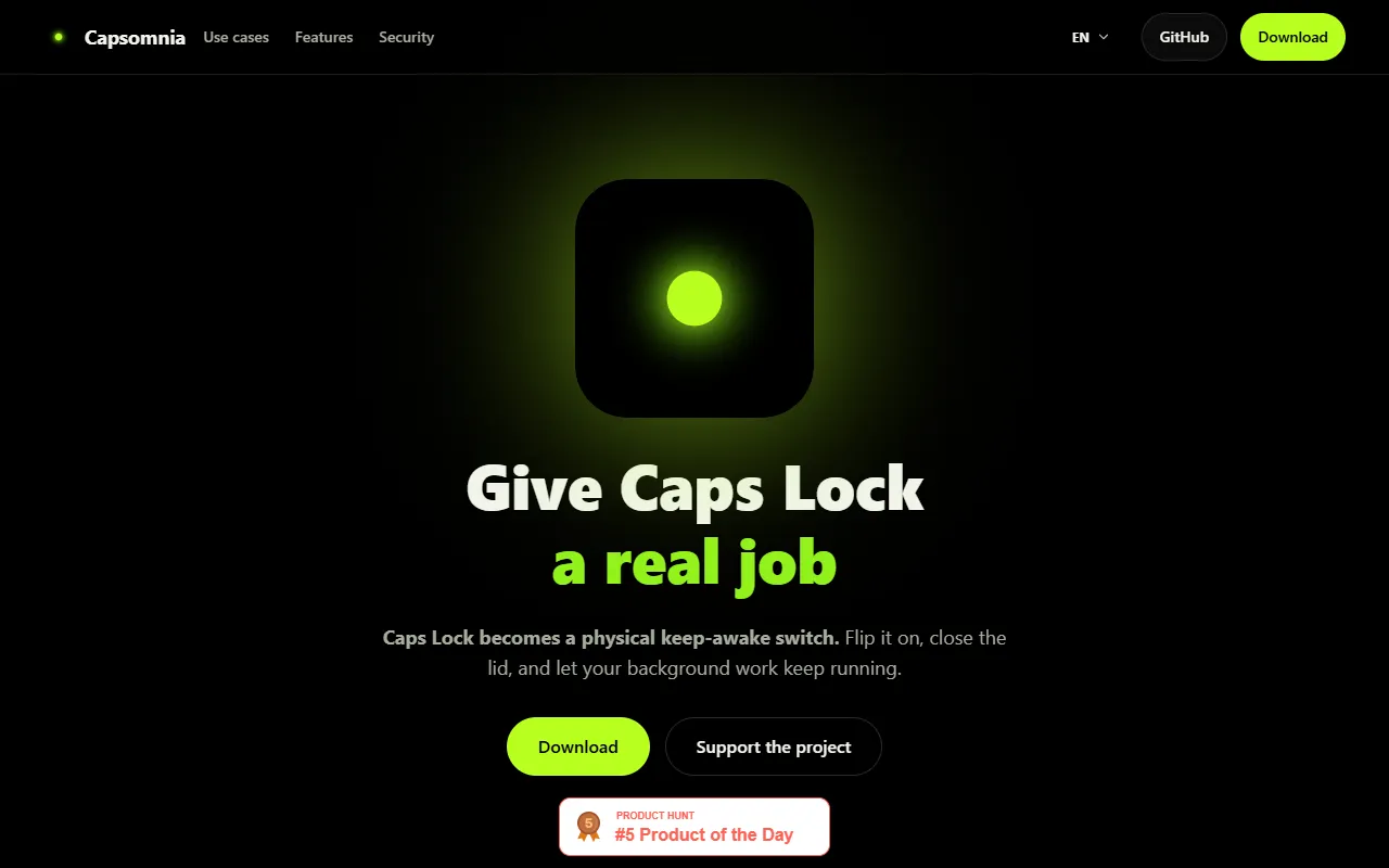 Capsomnia website screenshot