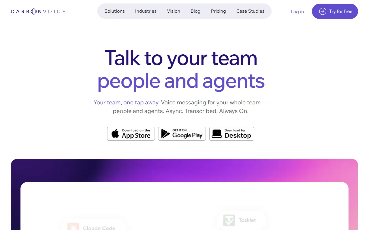 Carbon Voice website screenshot