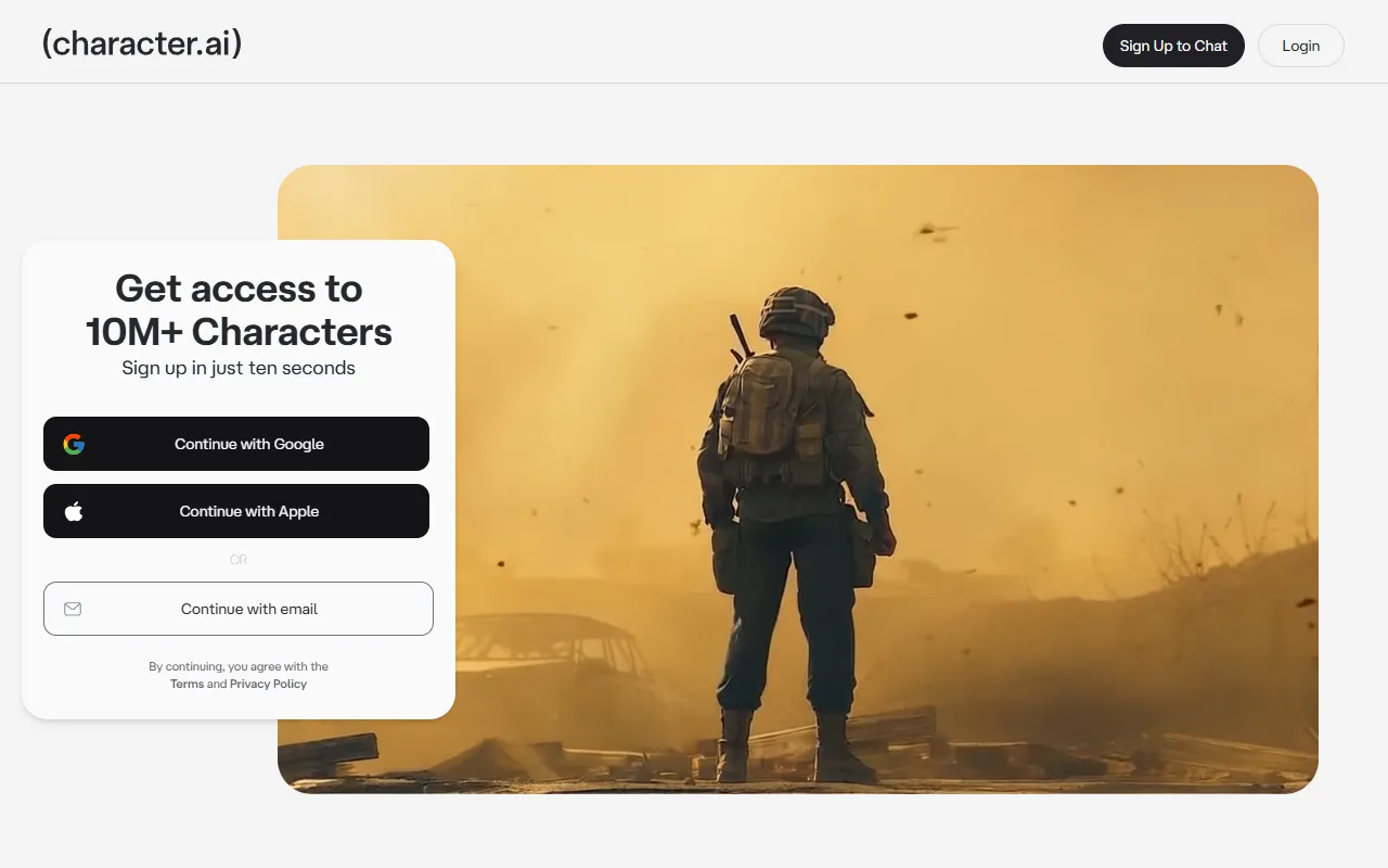 Character.AI website screenshot