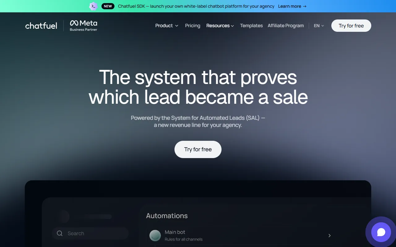 Chatfuel website screenshot