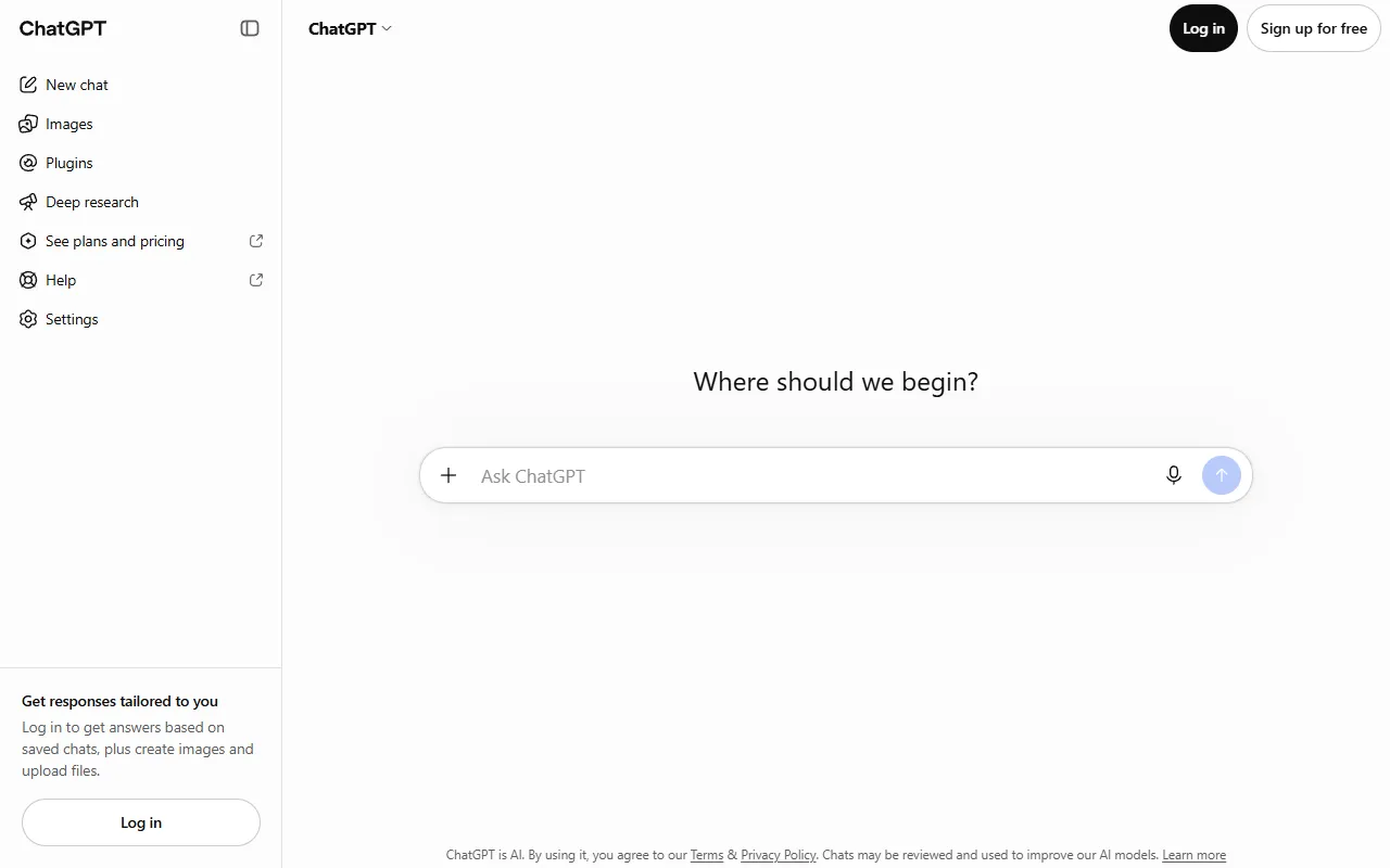 ChatGPT website screenshot