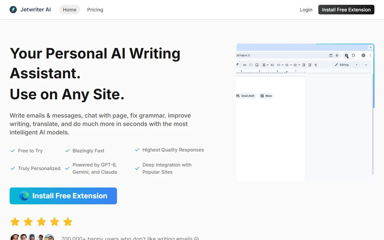 ChatGPT Writer website screenshot