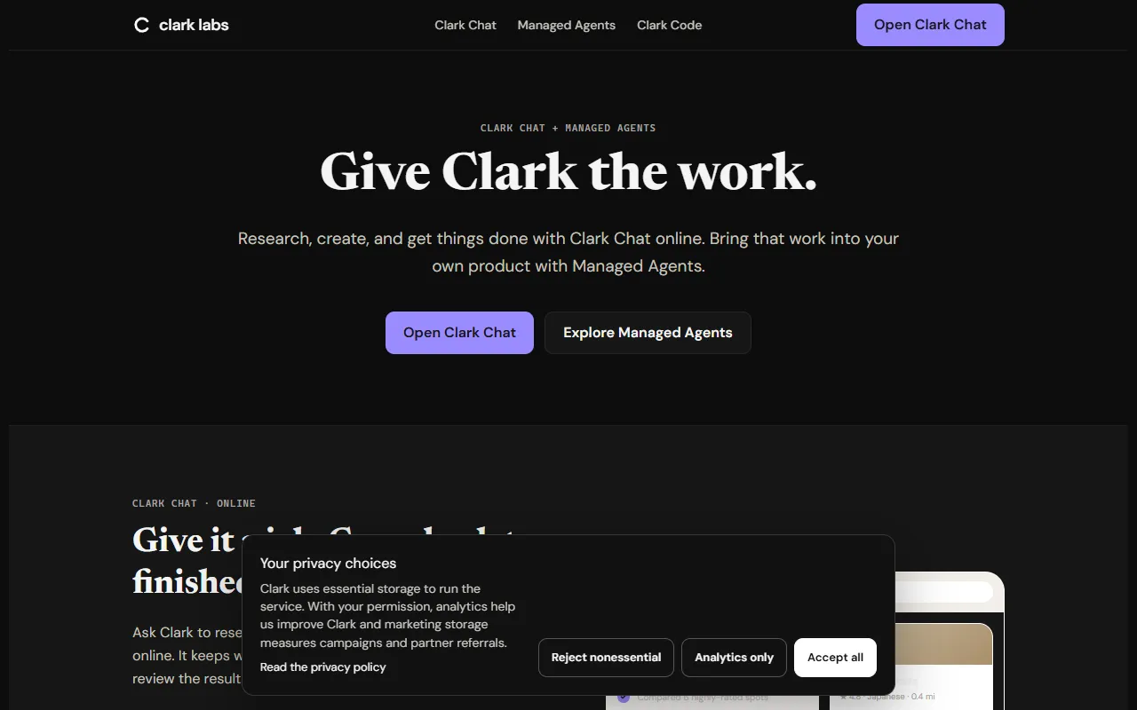 Clark website screenshot