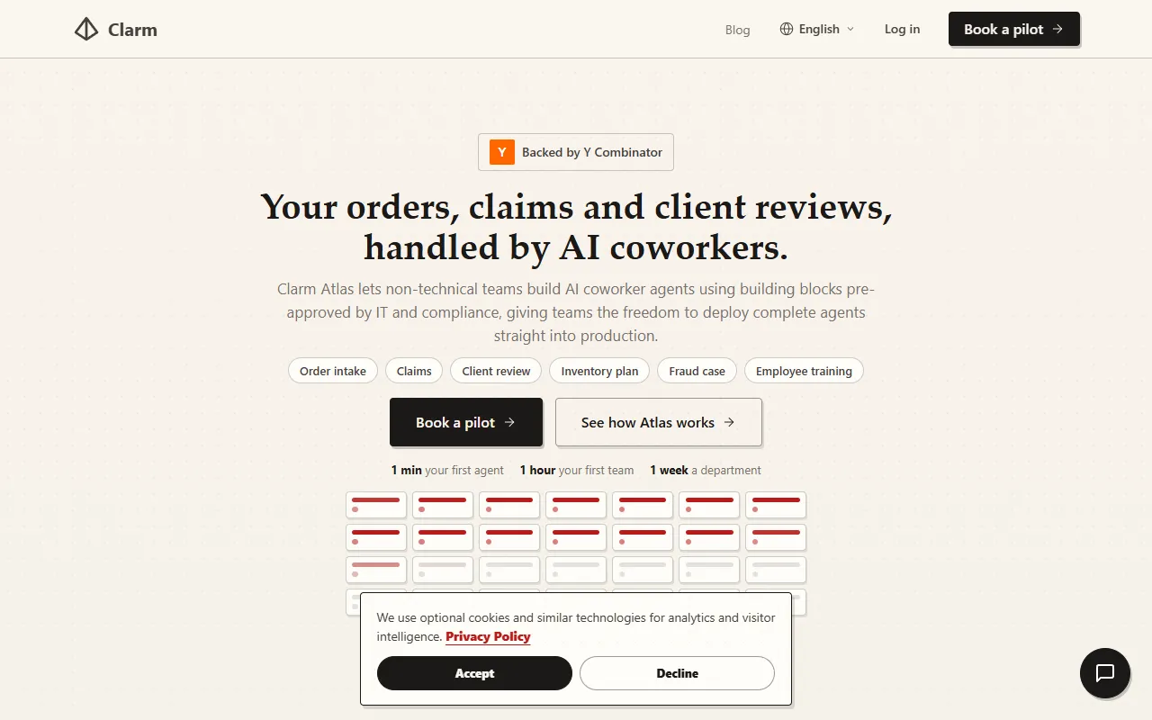 Clarm: AI Inbound Conversion Engine website screenshot