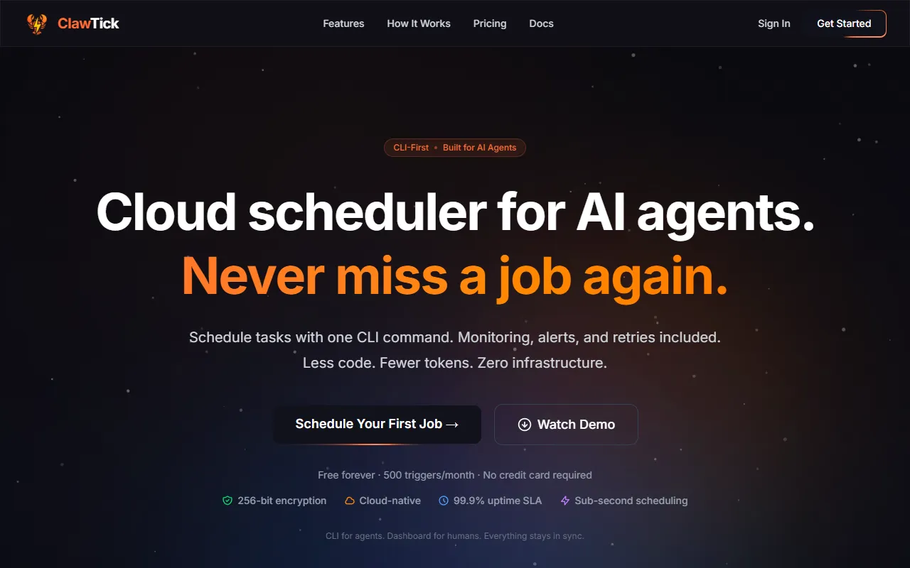 ClawTick website screenshot