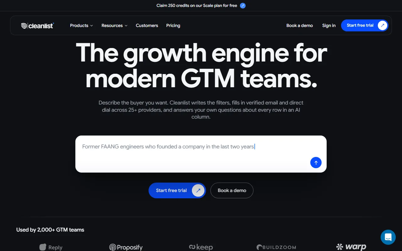 Cleanlist AI website screenshot