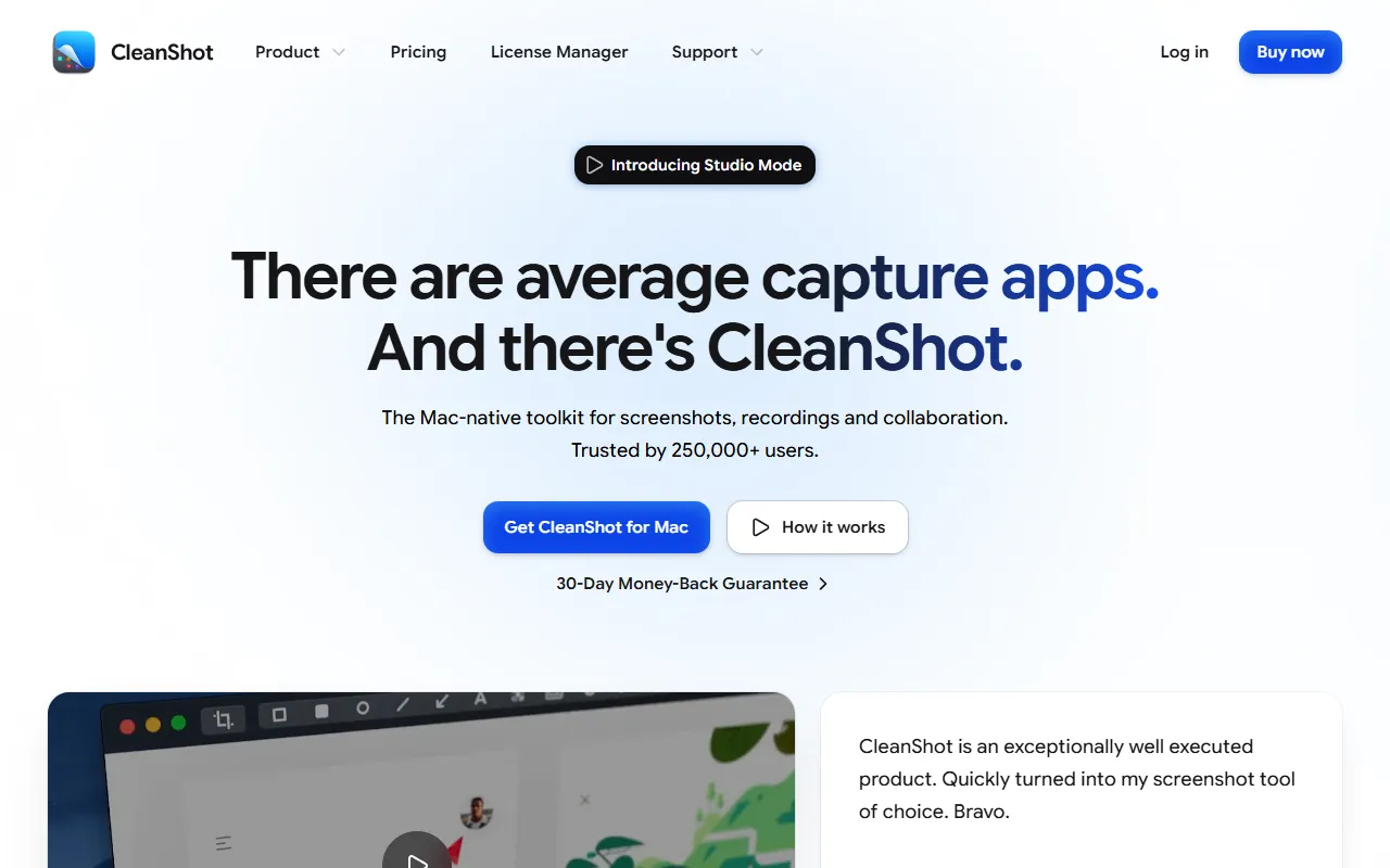 CleanShot website screenshot