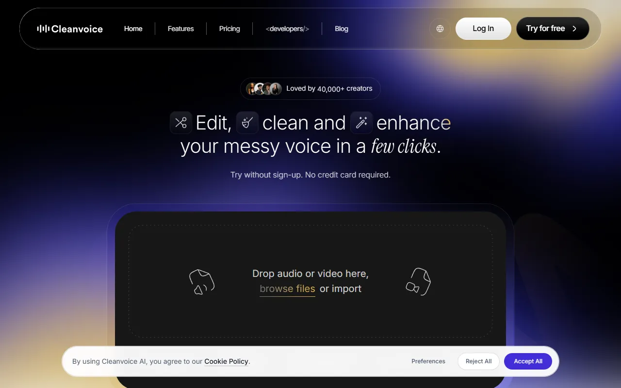 Cleanvoice website screenshot