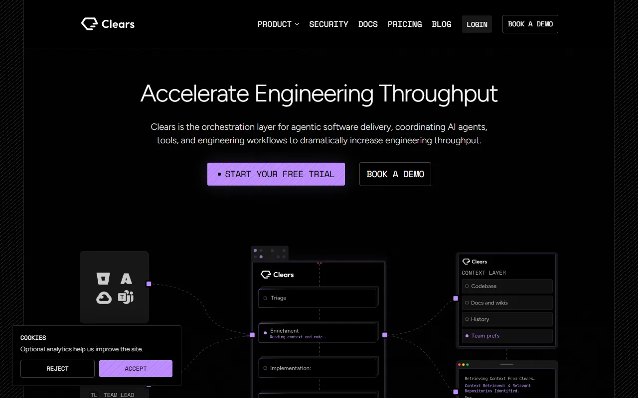Clears website screenshot