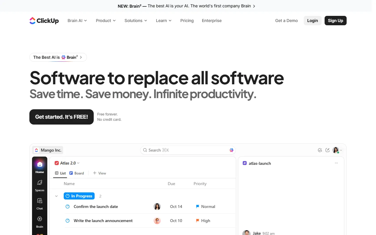 ClickUp website screenshot