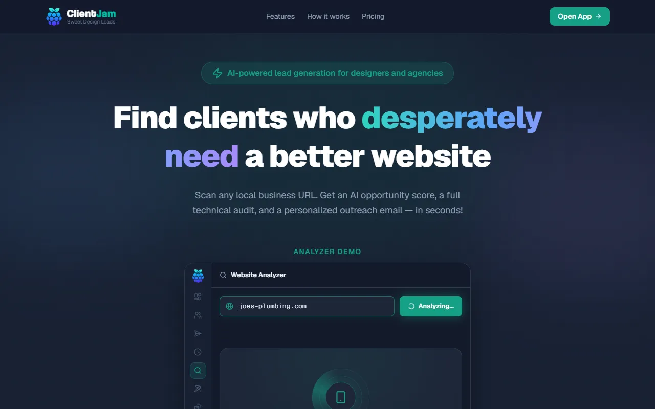 ClientJam website screenshot