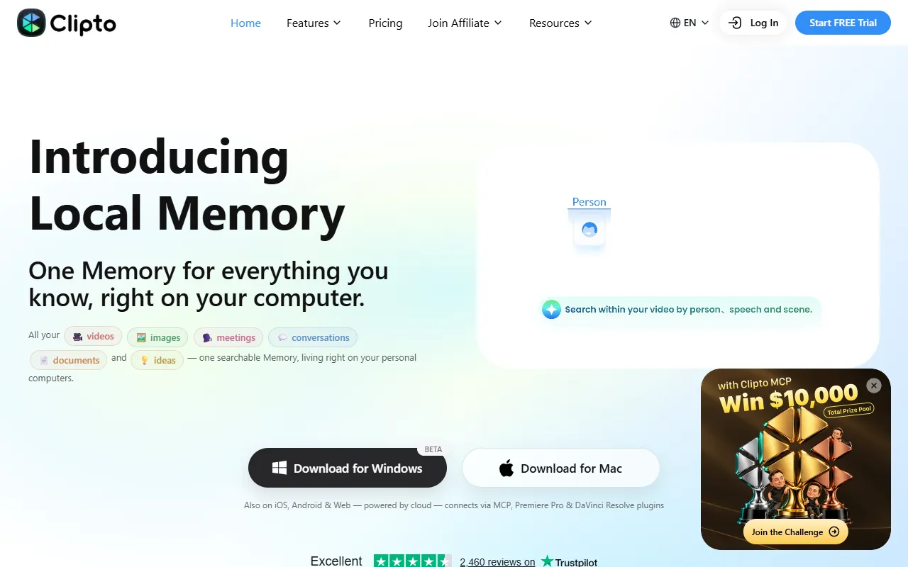Clipto website screenshot