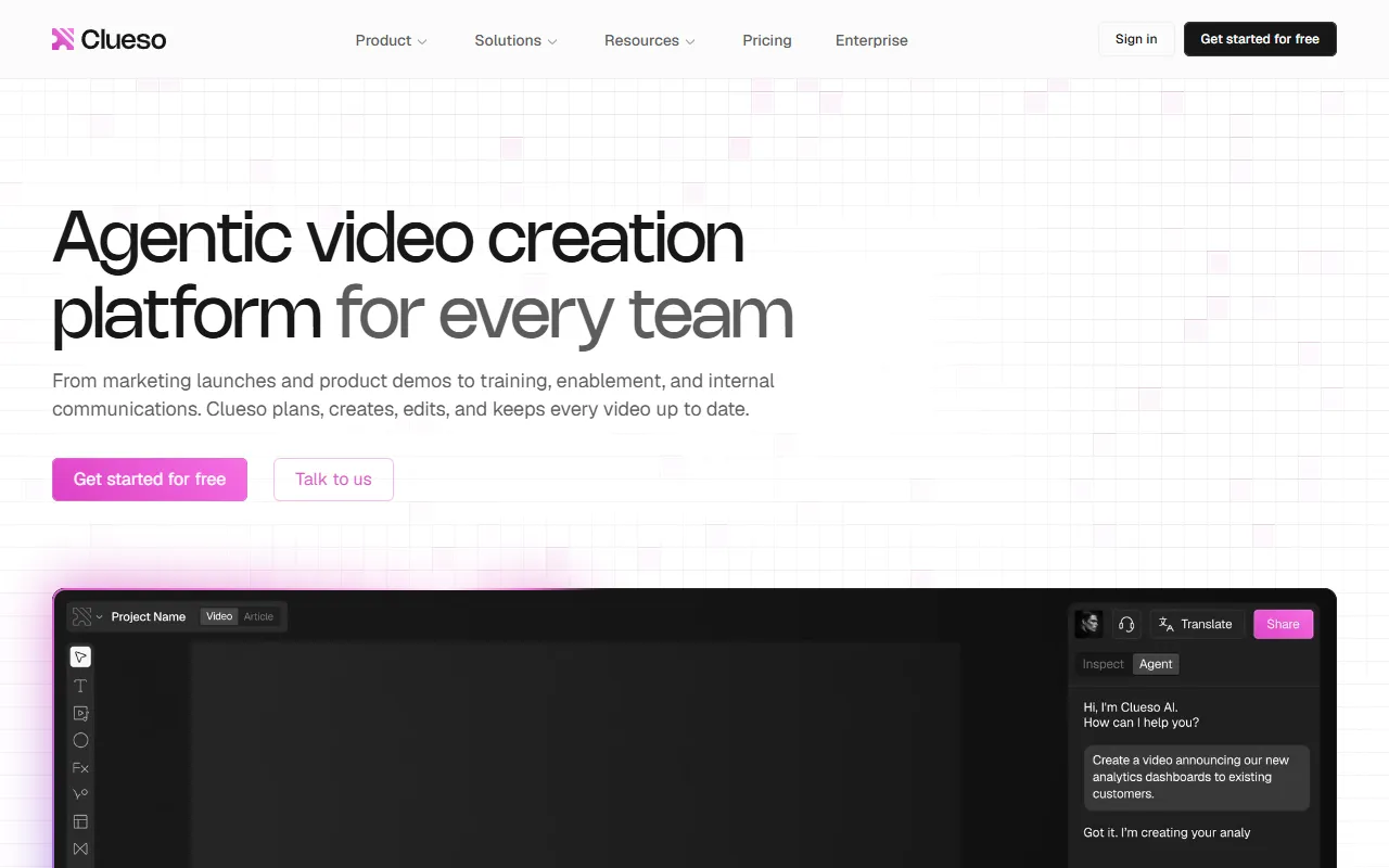 Clueso website screenshot
