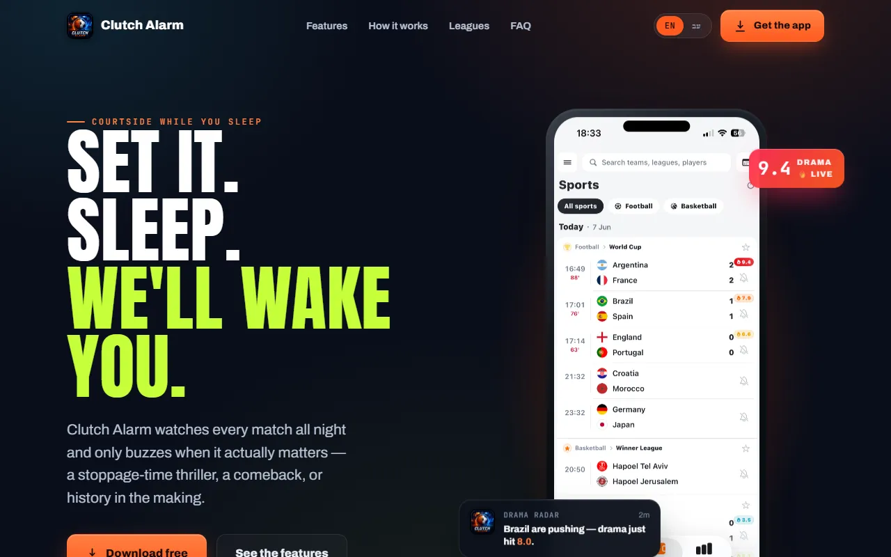 Clutch Alarm website screenshot
