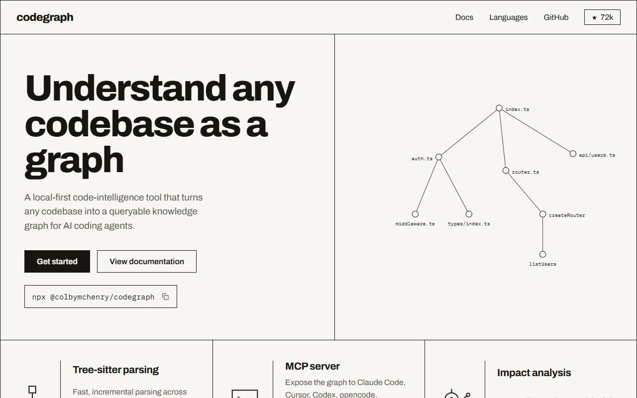 codegraph website screenshot
