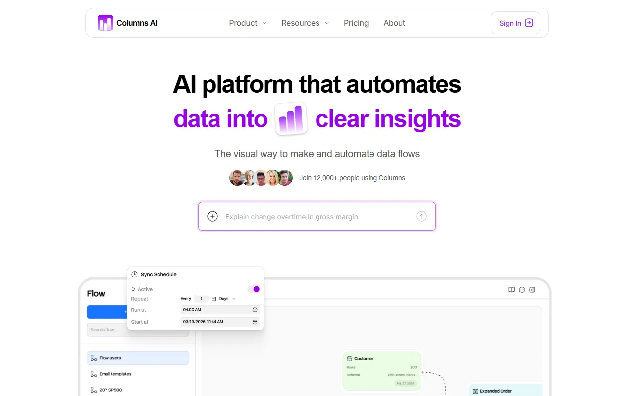 Columns AI website screenshot