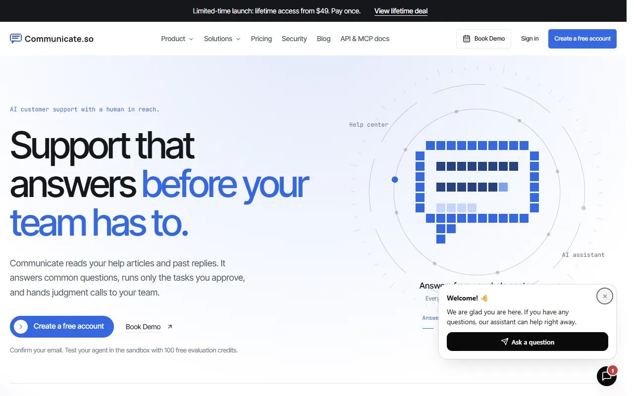 Communicate website screenshot