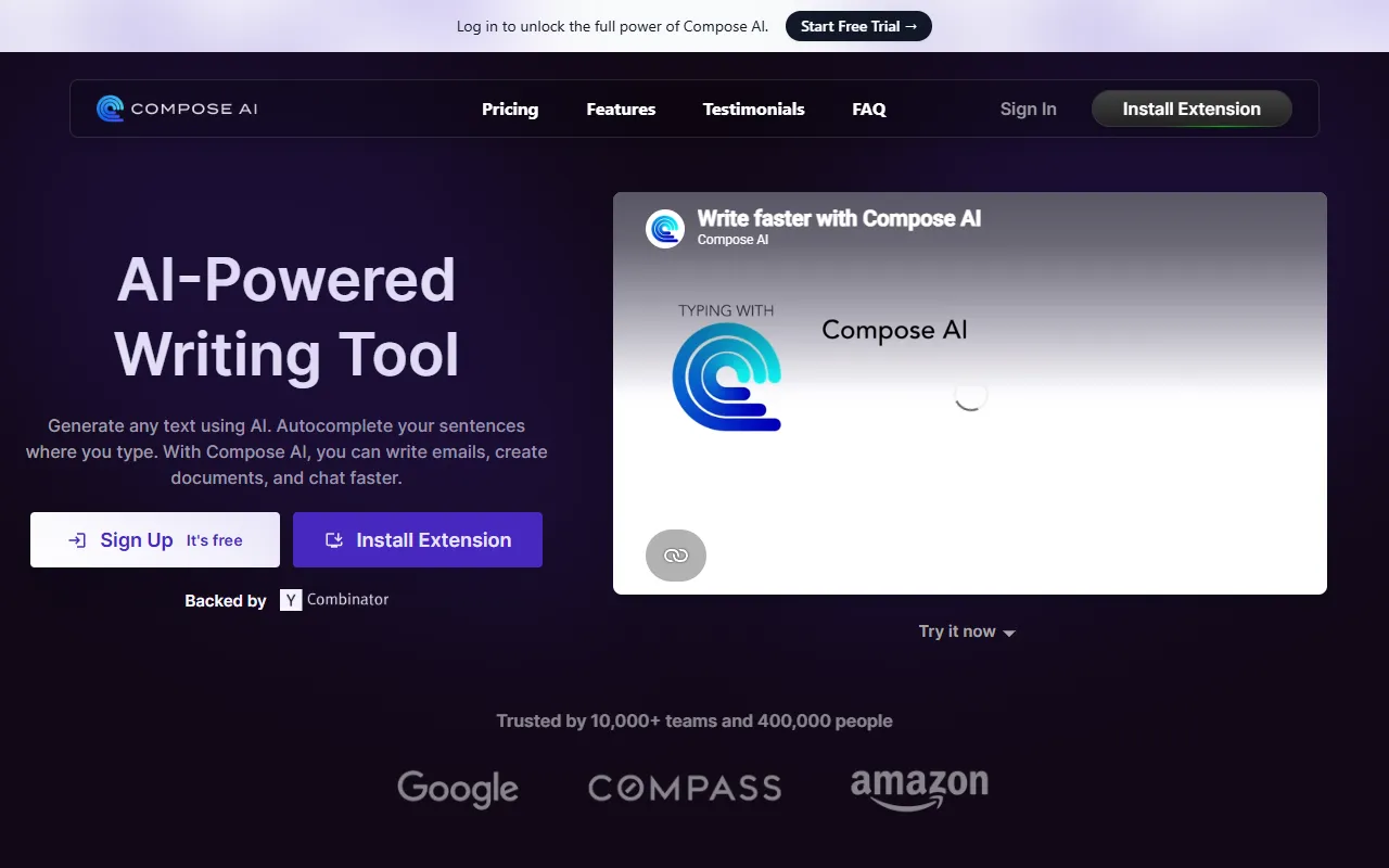 Compose AI website screenshot