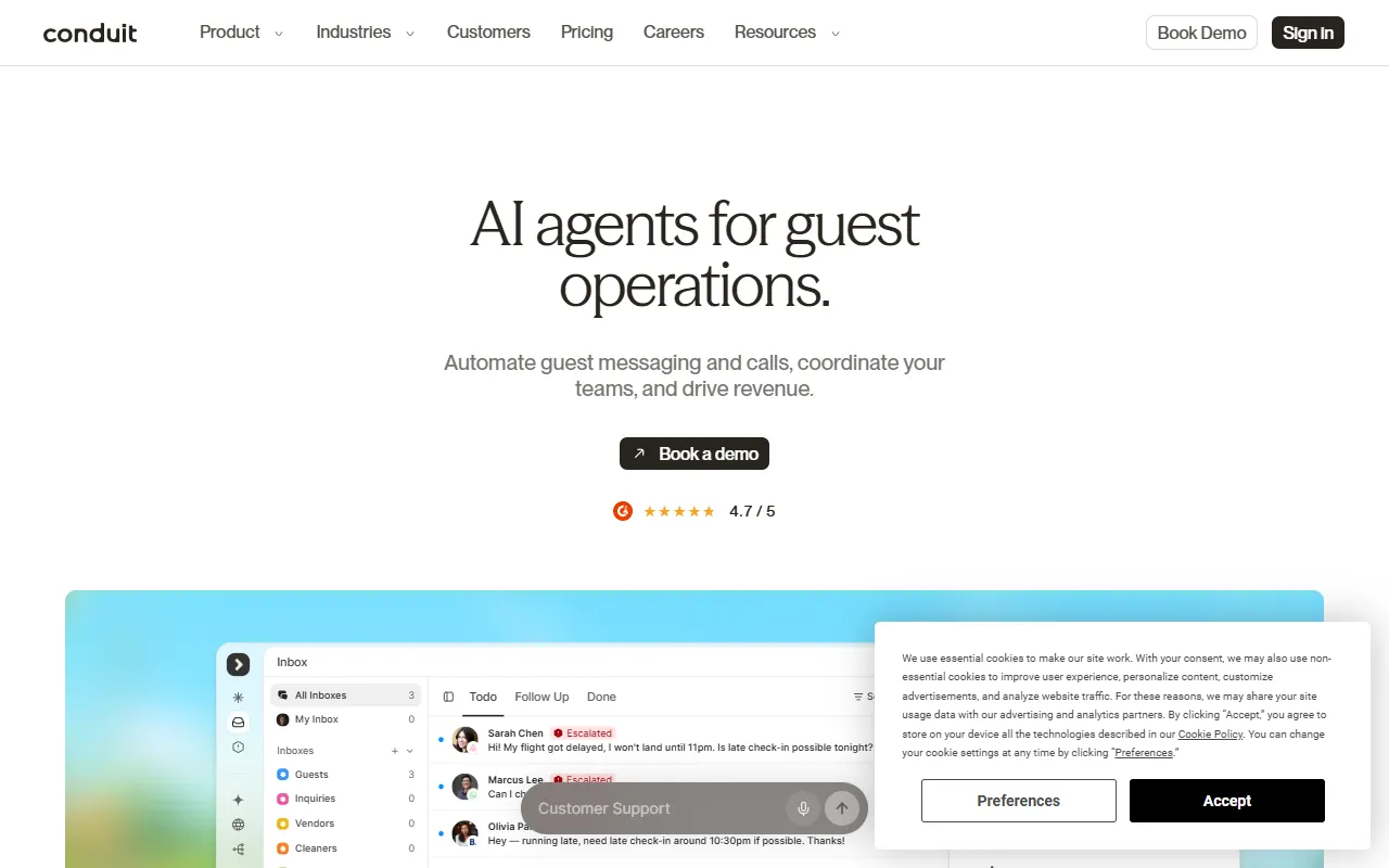 Conduit website screenshot