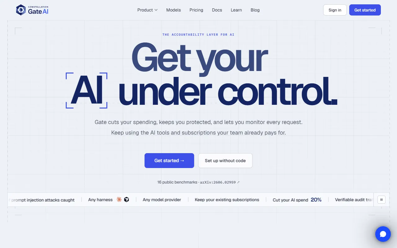 Constellation Gate AI website screenshot