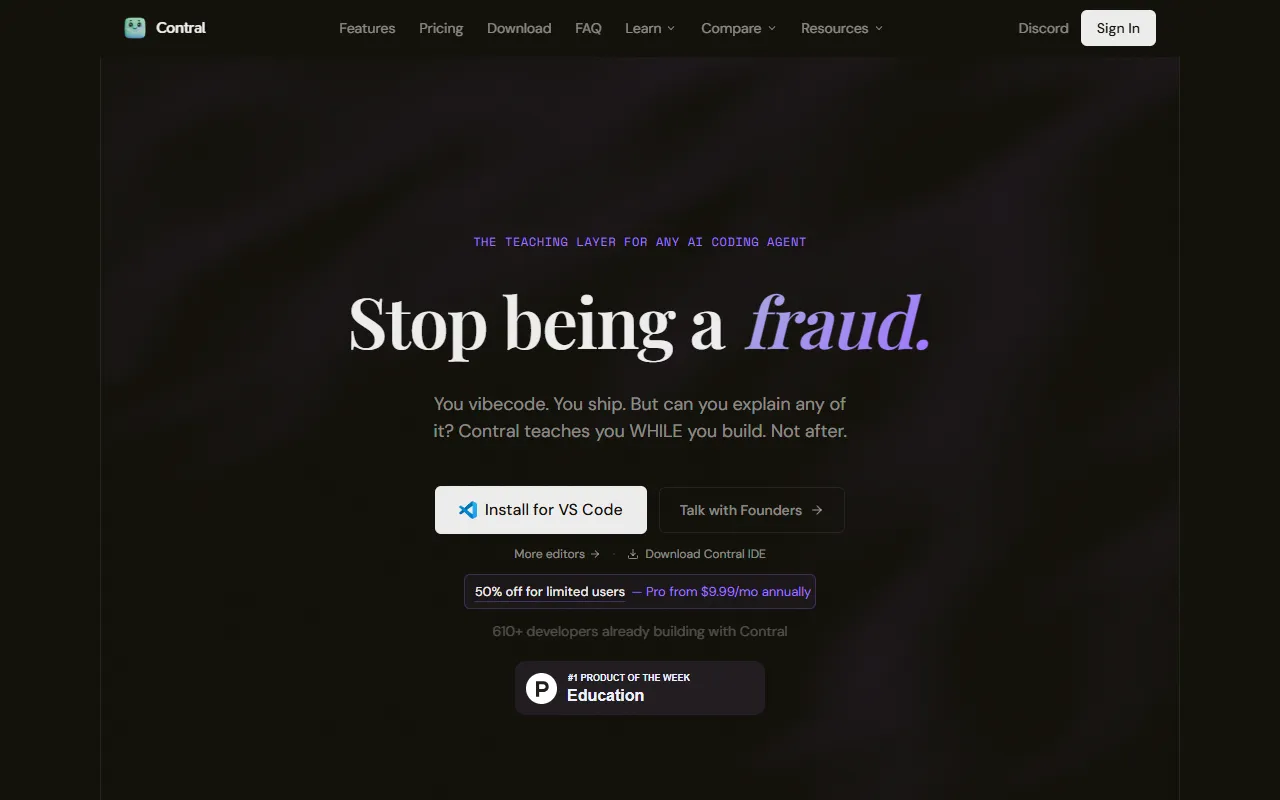 Contral website screenshot