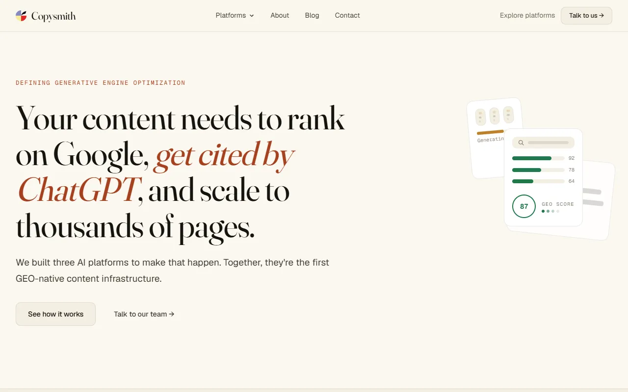 Copysmith website screenshot