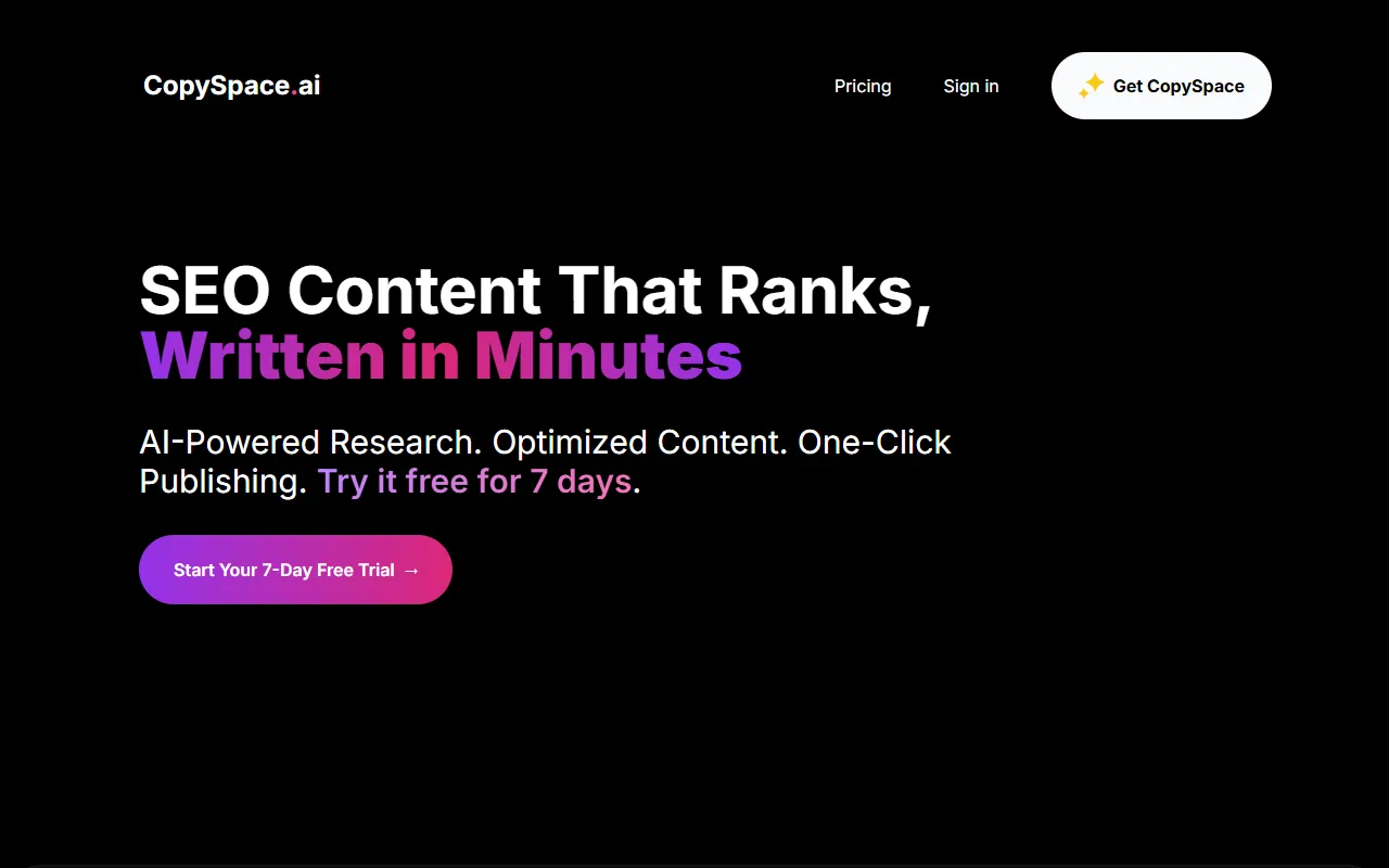 CopySpace website screenshot