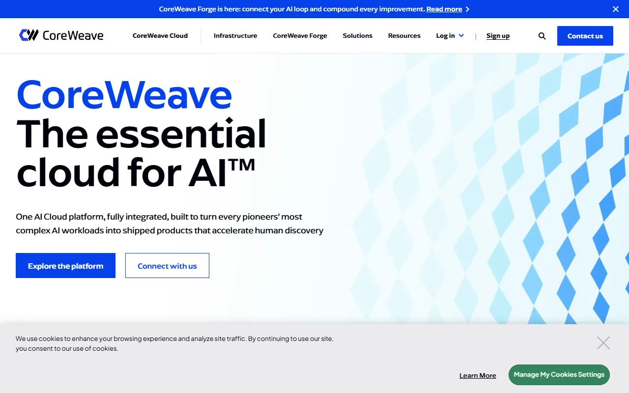 CoreWeave website screenshot