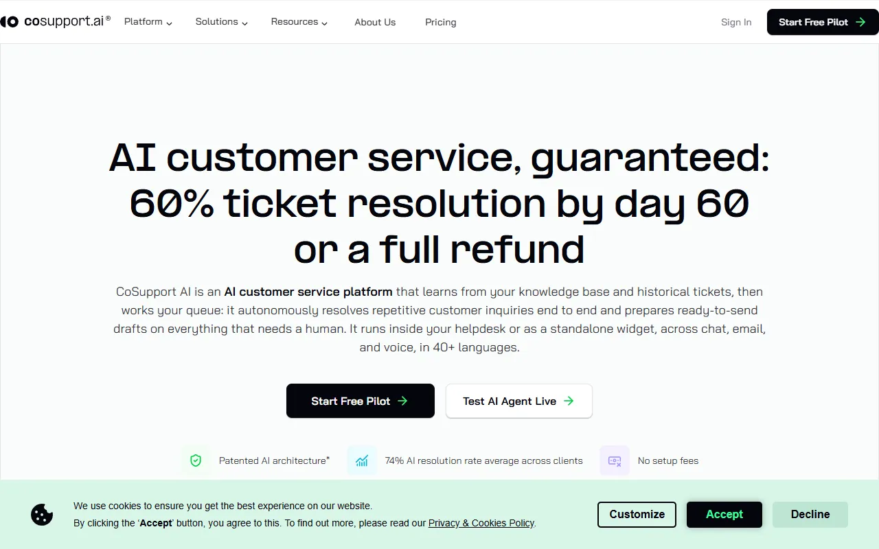 CoSupport AI website screenshot