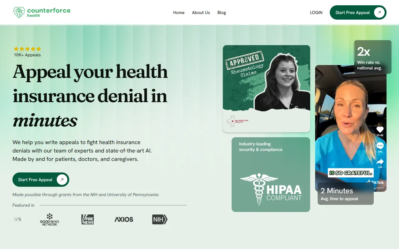 Counterforce Health website screenshot
