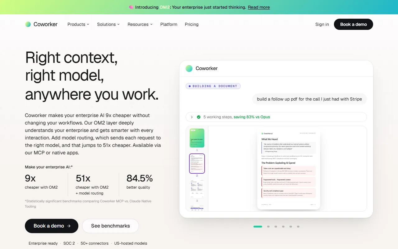Coworker AI website screenshot