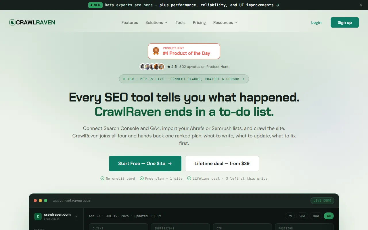 CrawlRaven website screenshot